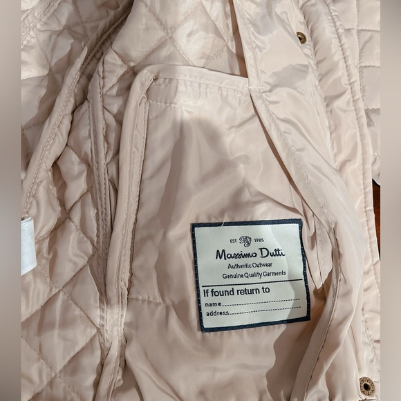 Massimo Dutti beige quilted elbow patches jacket. Size 13-14 years NWOT - Picture 7 of 8